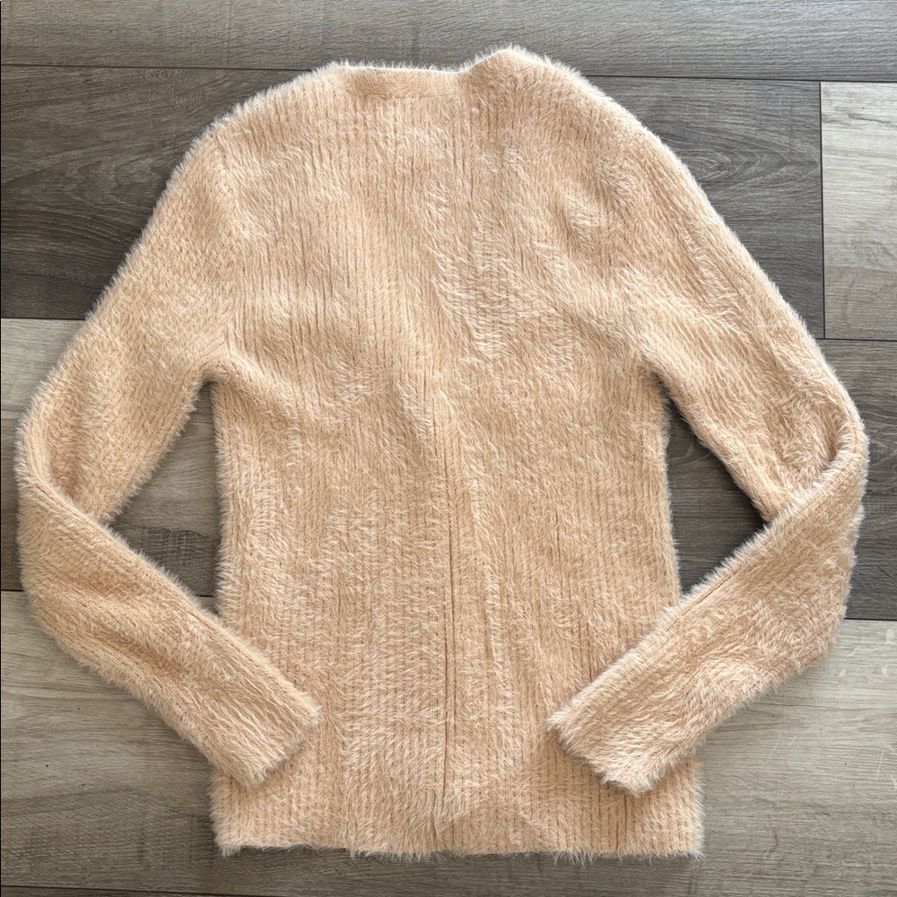 Industry Republic Clothing Cozy Faux Fur Fuzzy Knit Button Front Ribbed Cardigan - Picture 3 of 11